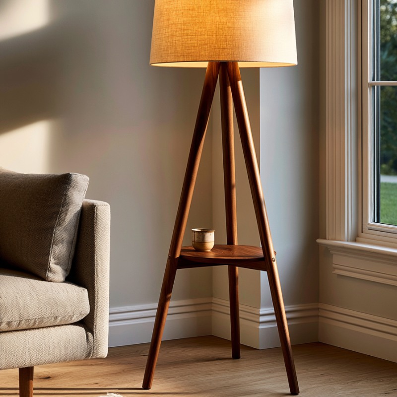ELYONA Tripod Floor Lamp — Adding dark wood depth